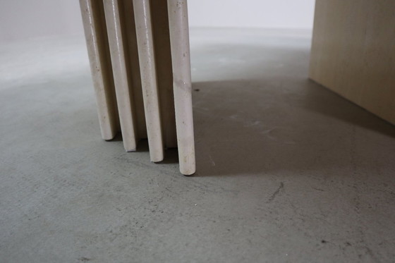 Image 1 of  Esstisch aus Travertin mit skulpturalem Sockel, Italien 1960er Jahre