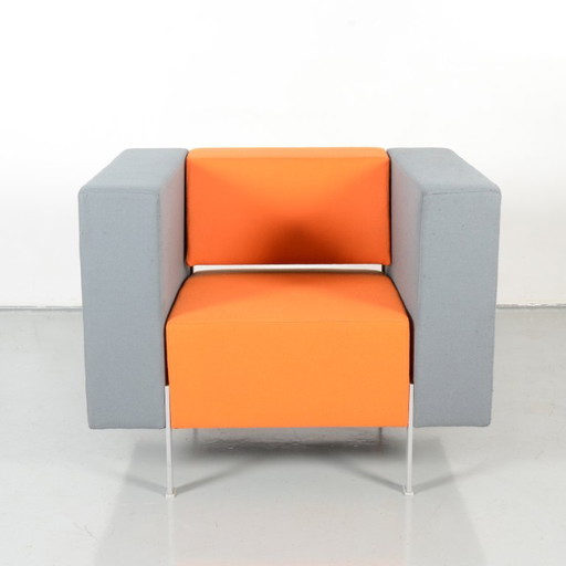 Kinnarps Pio 951W fauteuil, grijs / oranje – Metal, Textile (photo 2 of 6)
