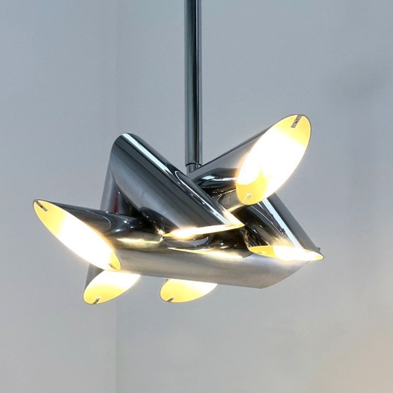Image 1 of Chromed Structural Ceiling Lamp by Oscar Torlasco for Stilkronen, 1960s