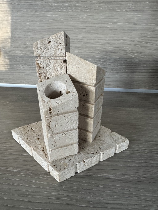 Travertin vaas/kandelaar uit Italy