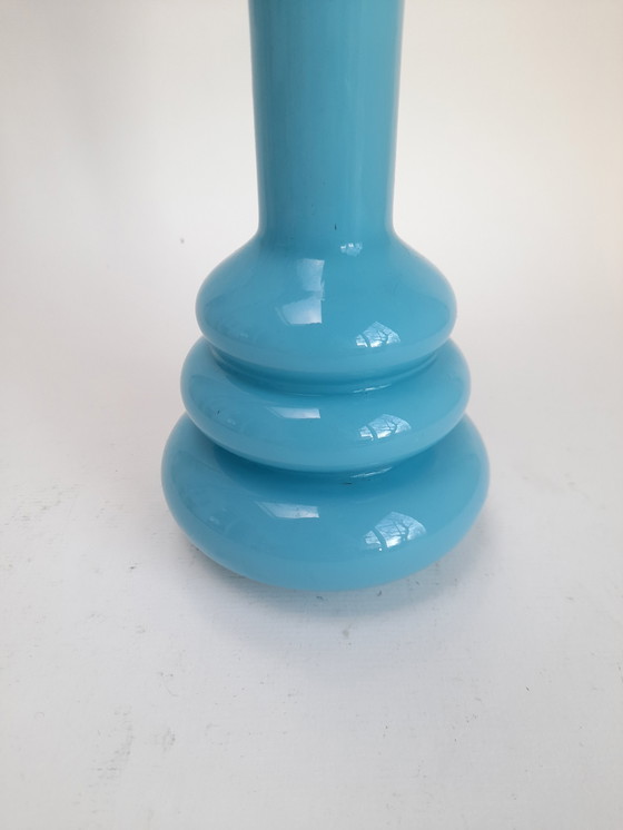Image 1 of Blue opaline vase with space age rings