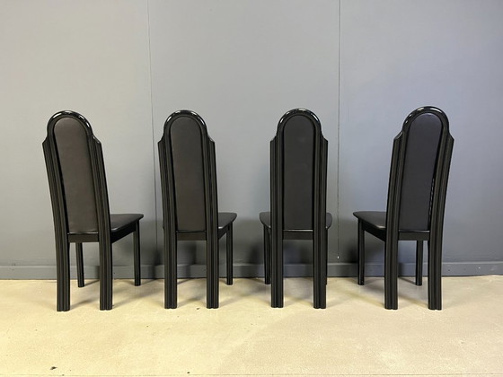Image 1 of Postmodern lacquered wood italian dining chairs, 1980s