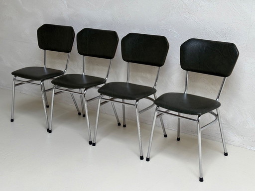 4 x Vintage tubular frame chairs | 1970s | Original condition