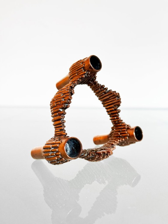 Image 1 of Vintage 70s BMF Quist Nagel kandelaar koperkleurig