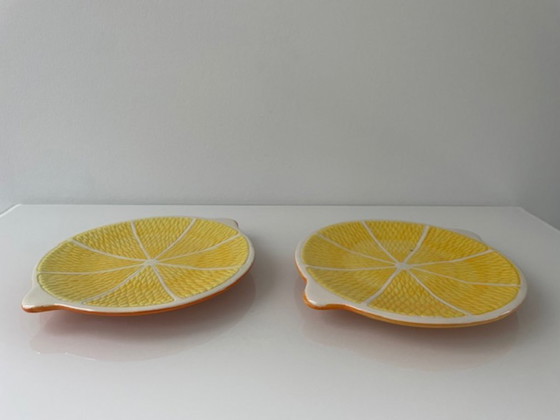 Image 1 of Juego de 2 platos de cerámica con rodajas de naranja