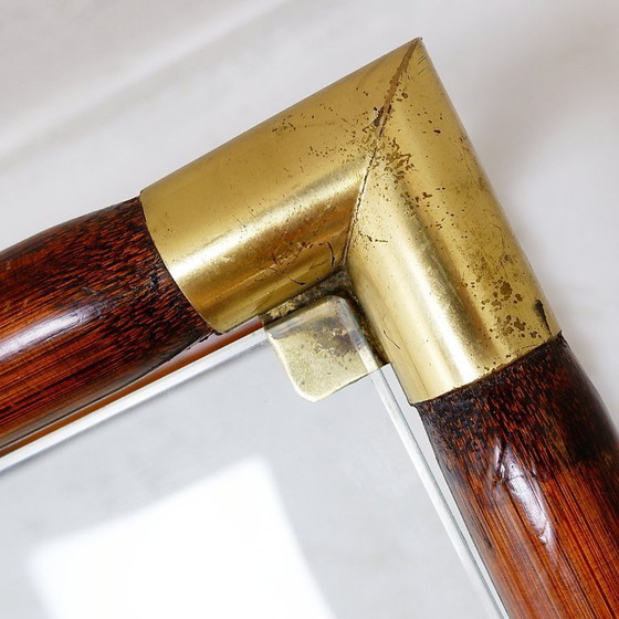 Image 1 of Coffee table in bamboo and brass, glass top, 1960s