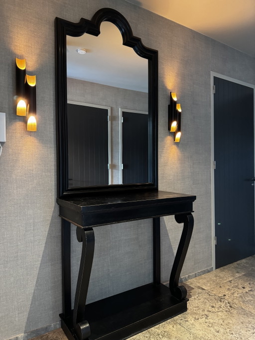 Side Tafel Met Spiegel – bijzettafels, Glass, Wood