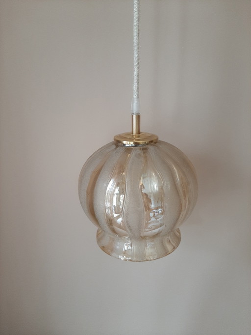 Vintage bubble hanglamp | Vintage bol amberkleur jaren 60