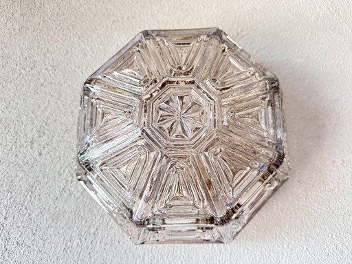 Vintage pair of Wila textured glass wall lamps
