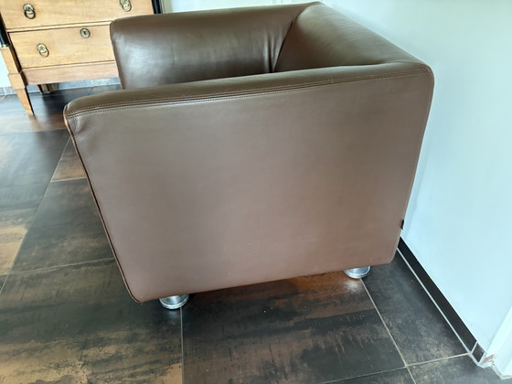 Image 1 of Drie Gelderland 4800 stoelen en poef bekleding leer