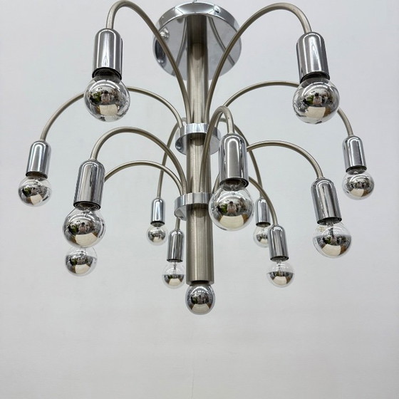 Image 1 of Lampada da soffitto vintage in ottone cromato di Sciolari, anni '70