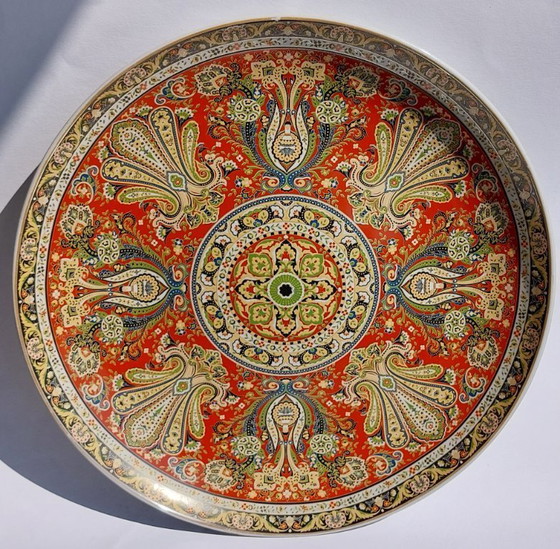 Image 1 of Large Chinese decorative plate with traditional Middle Eastern and Islamic patterns.