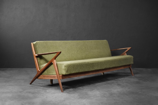 Divano a 3 posti a Z danese d'epoca della metà del secolo scorso di Poul Jensen per Selig Furniture, 1950