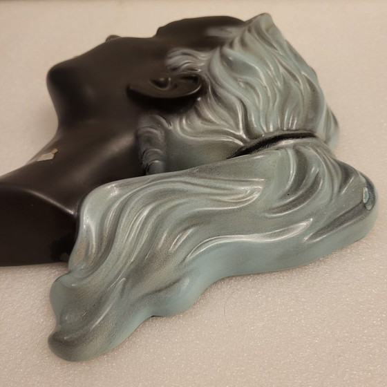 Image 1 of Head, bust, female profile in glazed ceramic from Cortendorf, West Germany, 1950-60