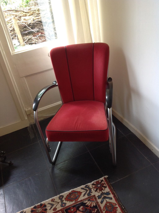 Deux fauteuils Dutch Design / Gispen 412 et un repose-pieds