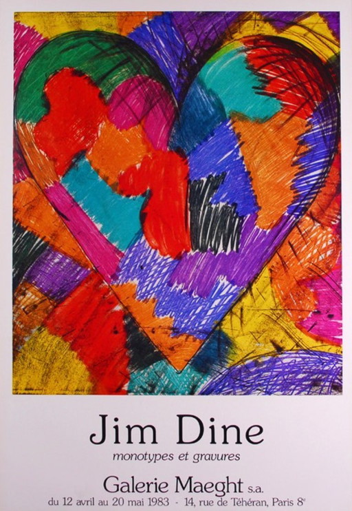 Jim Dine---Kleurenoffset-litho      HEART uit 1983