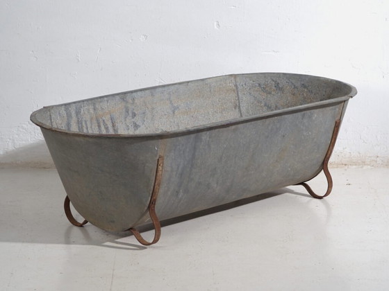 Bañera antigua de zinc galvanizado – Tina industrial europea – circa 1900 #6 – Macetas, Iron, Rustic (photo 5 of 39)