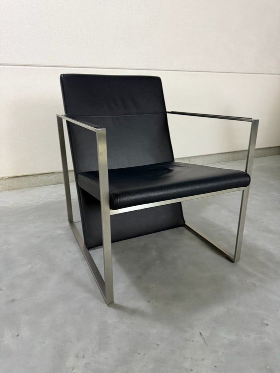 Fauteuils Arco Spine - Cuir Noir Et Acier – polished steel, Leather (photo 7 of 11)