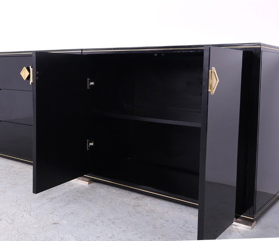 Image 1 of Black and gold Art Deco cabinets by Pierre Vandel, 1970s