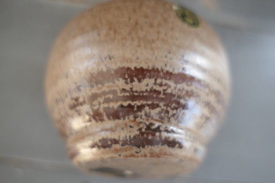 Image 1 of Vintage set of round vases in cream and brown tones