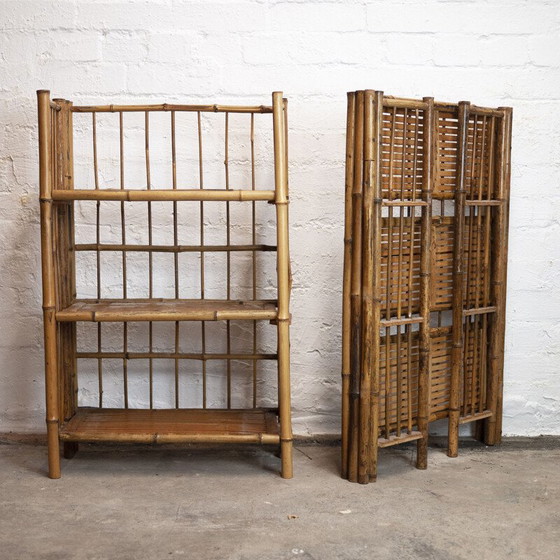 Image 1 of Pair of vintage folding bamboo shelves, 1930