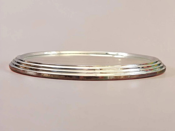 Rundes Tablett aus Chrommetall D.27 – Tischdekoration, Art Deco (photo 2 of 7)