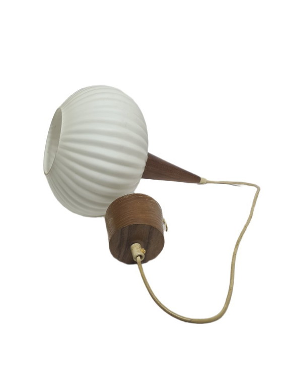 Postmodern Pendant Lamp, Germany, 1960s – Glass, Wood (photo 4 of 9)