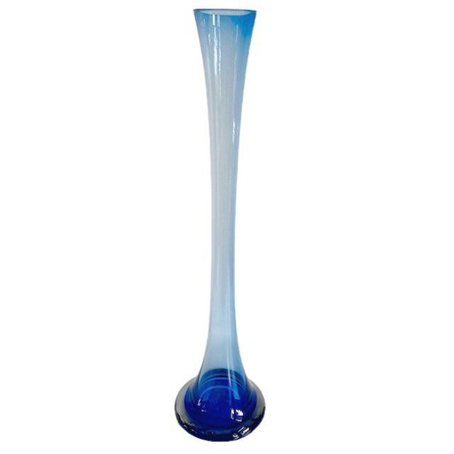 Vintage hohe Glasvase blau glassuys Breda