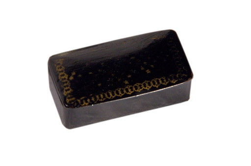Tabatière ancienne en carton bouilli, noire et dorée, style Napoléon III, 6x3cm – decoratieve objecten, Paper