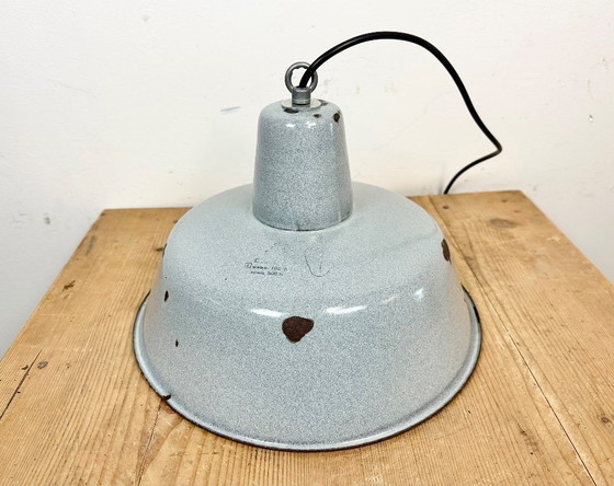 Image 1 of Industrial Grey Enamel Factory Lamp, 1960s