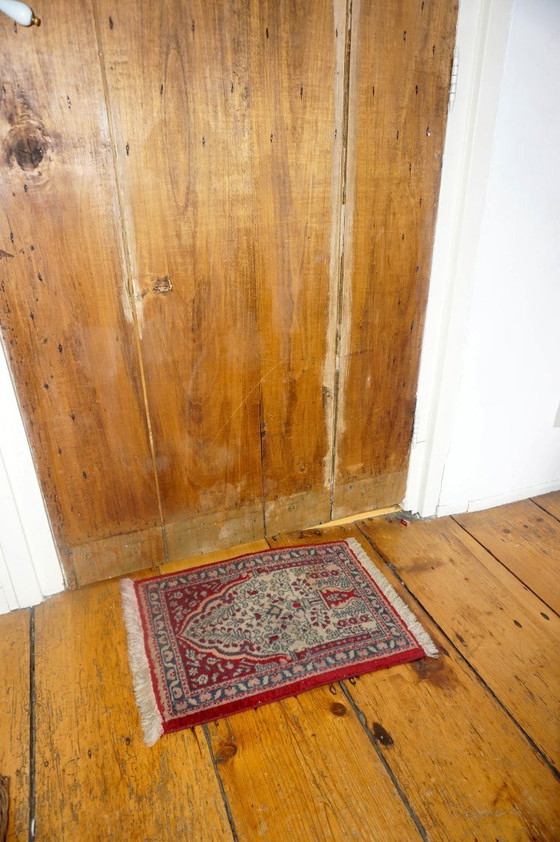 Image 1 of vintage wool prayer rug * red small oriental rug * hand knotted mat * persian rug * entryway door mat 