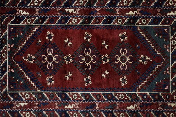 Vintage Red Hand-Woven Oriental Afghan Rug, 1970s – Decorative Objects, Wool (photo 4 of 13)