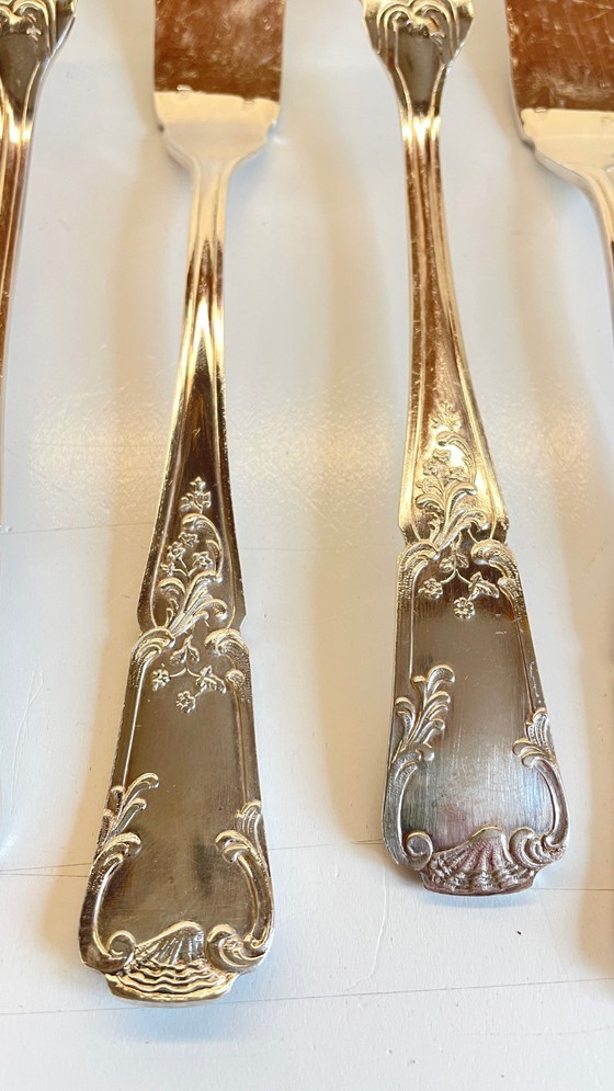 Image 1 of 12 Fourchettes 12 Couteaux à Poisson PLATIL Métal Argenté 