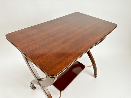 Image 1 of Vintage Mid-Century Side Table On Wheels