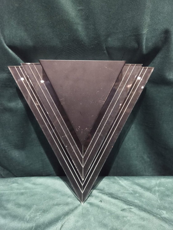 Image 1 of Set of 2 vintage triangular wall lamps – black/smoked glass – Herda design