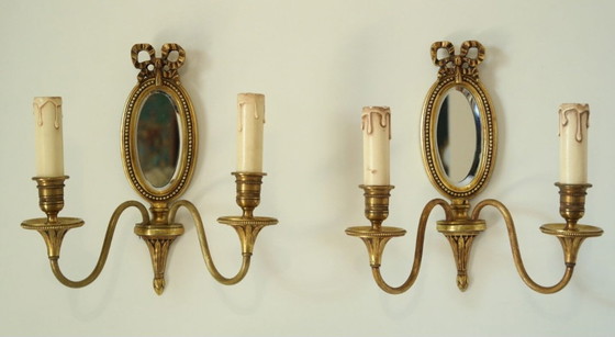 Image 1 of Coppia di applique in bronzo in stile Luigi XVI di Lucien Gau