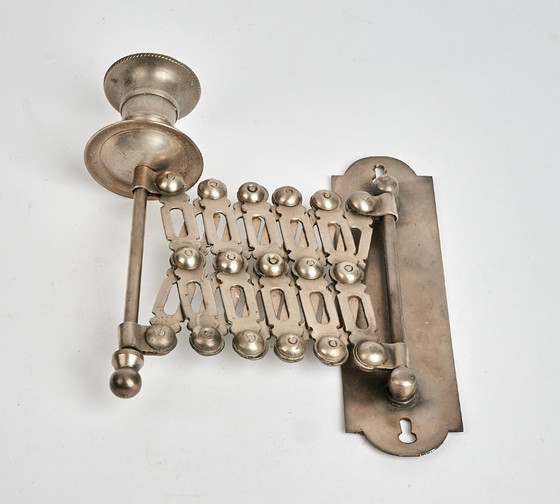 Image 1 of Antieke uitschuifbare vintage wandkaarsenhouder