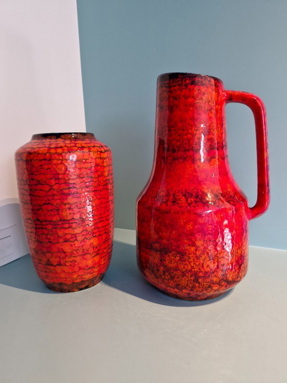 Image 1 of Set of Vintage Scheurich Vases – Fat Lava / Space Age