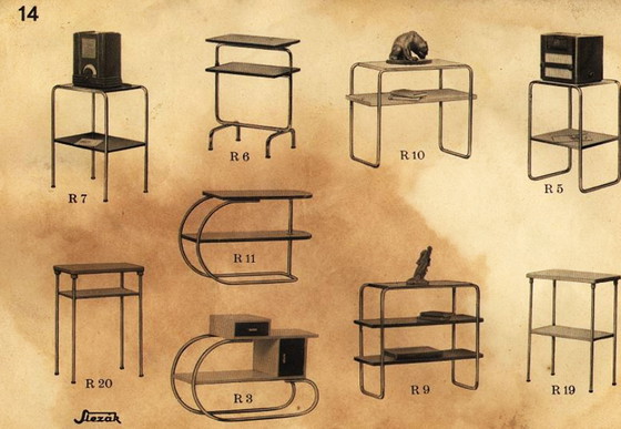 Image 1 of 1930's Modernist Tubular Side Table Model R7 by Slezak