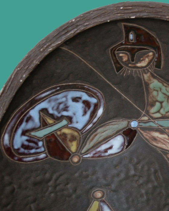 Image 1 of Vintage keramisch wandbord in de stijl van M.Fantoni, Italië 1970s