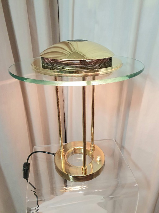"Saturn" table lamp, brass/glass, Robert Sonneman, 1980s