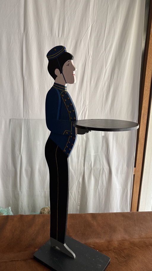 Bellboy Side Table - Retro Butler in Wood with Tray