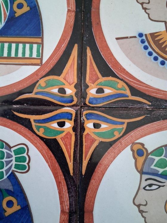 Image 1 of Unique Set of 9 Art Deco 'Egyptian Revival' Wall Tiles – ca. 1923