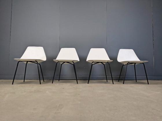 Image 1 of 4x Vintage Tonneau Chairs Design By Pierre Guariche, 1980s