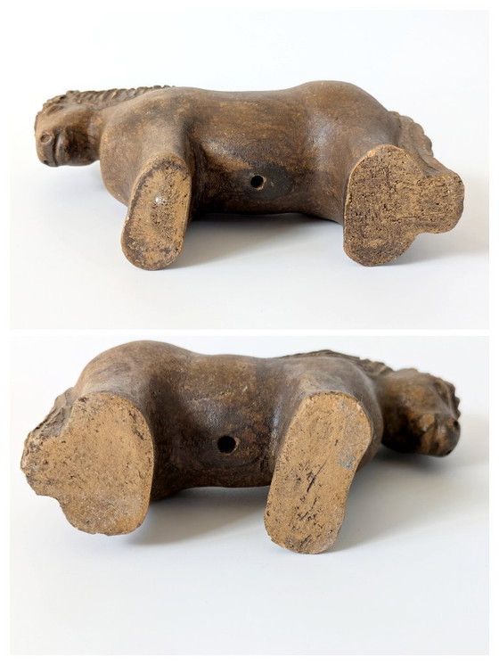 Image 1 of Pair of Midcentury Stoneware Horse Figurines, Mare and Foal | Scandinavian Style