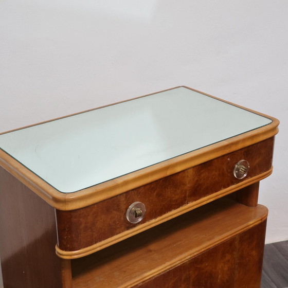 Image 1 of Paire de tables de chevet Art déco en bois des années 1940, design moderne du milieu du siècle