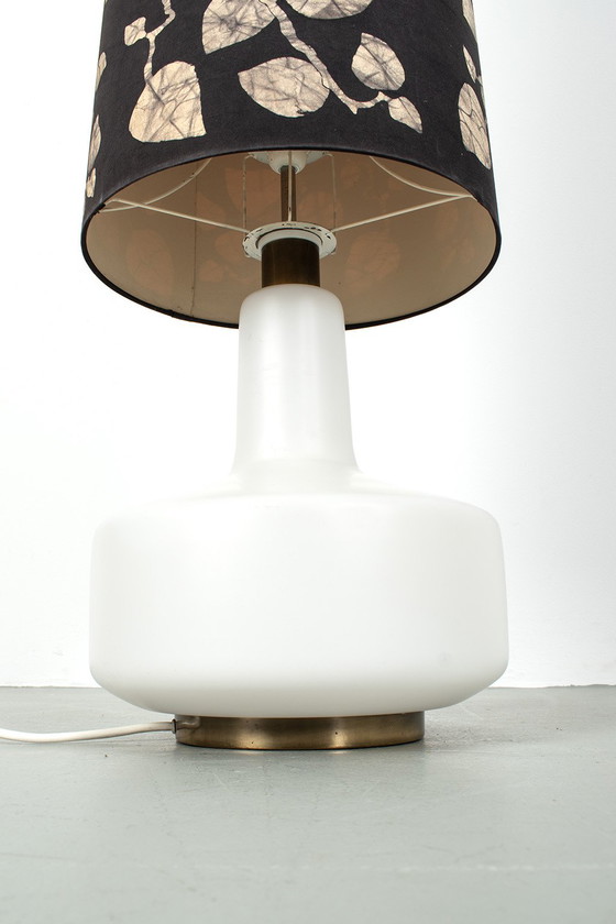 Image 1 of White glass floor lamp