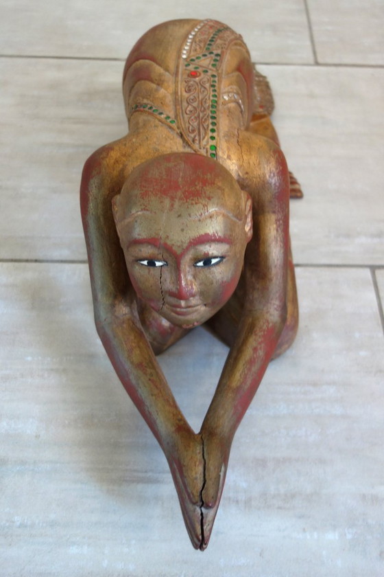 Image 1 of Statue of a Burmese Buddhist monk in prayer, 19th century #2