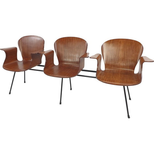 Panca italiana a tre posti di metà secolo di Carlo Ratti, anni '50