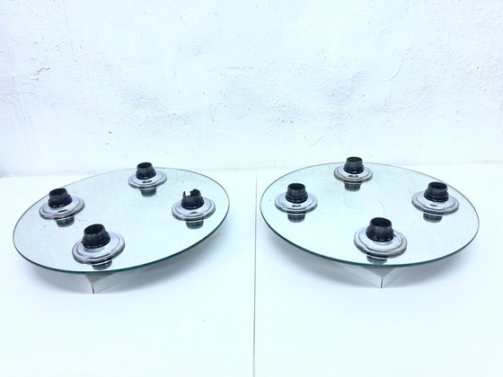 Image 1 of 2 lampade da parete Fischer Leuchten Lampade a Ufo in vetro a specchio design anni '70-'80